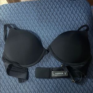 Pepper 34a NWOT Push Up Black Bra